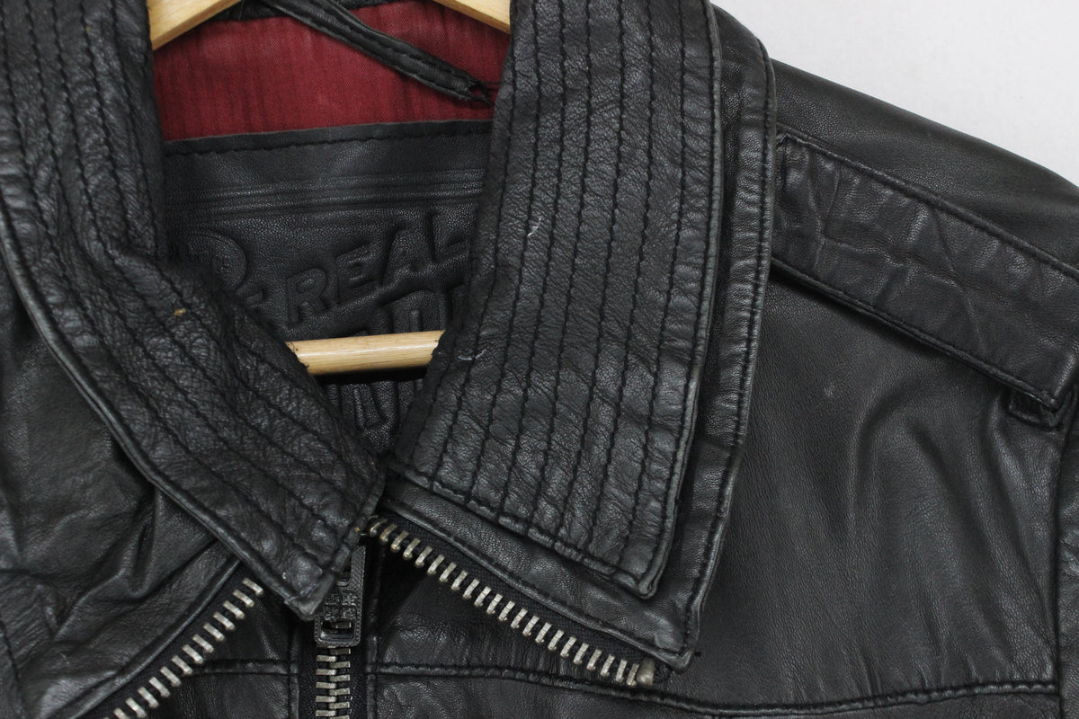 Womens Leather Motorcycle Jacket Full Zip