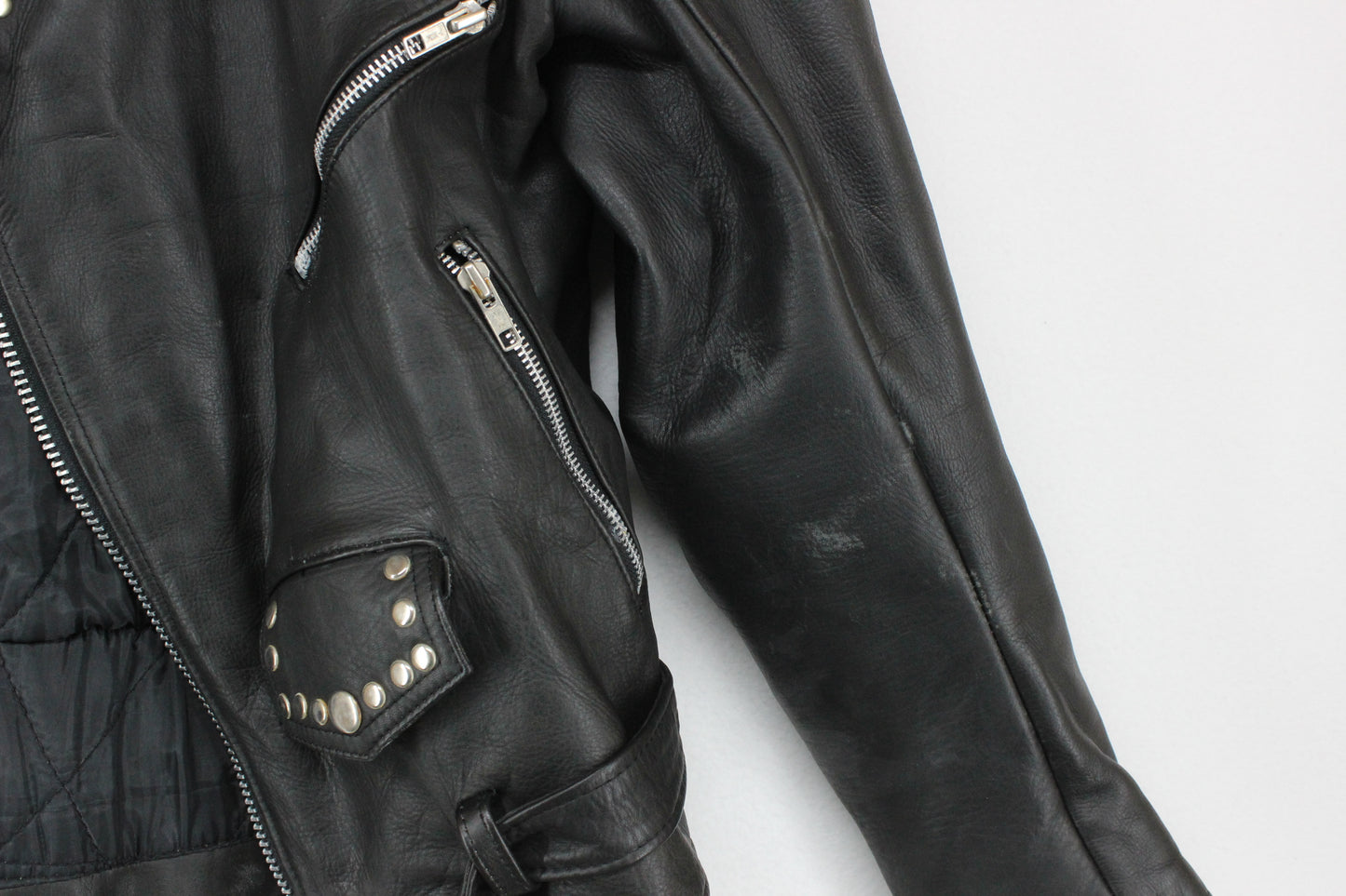 Mens Leather Biker Jacket Studded