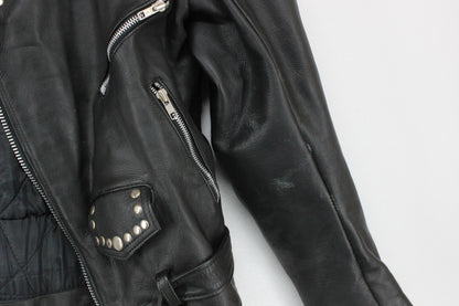 Mens Leather Biker Jacket Studded