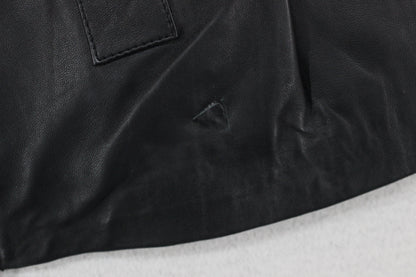Womens Leather Jacket Full Zip Biker Button