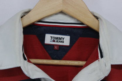 Mens Striped Rugby Shirt Long Sleeve Collar