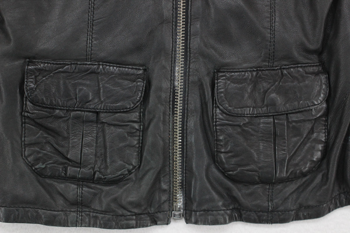 Womens Leather Motorcycle Jacket Full Zip