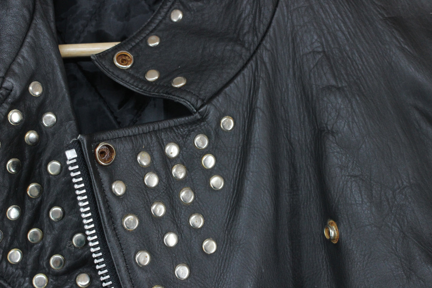 Mens Leather Biker Jacket Studded