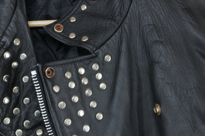 Mens Leather Biker Jacket Studded