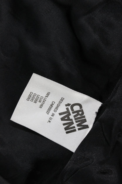 Womens Leather Jacket Full Zip Biker Button