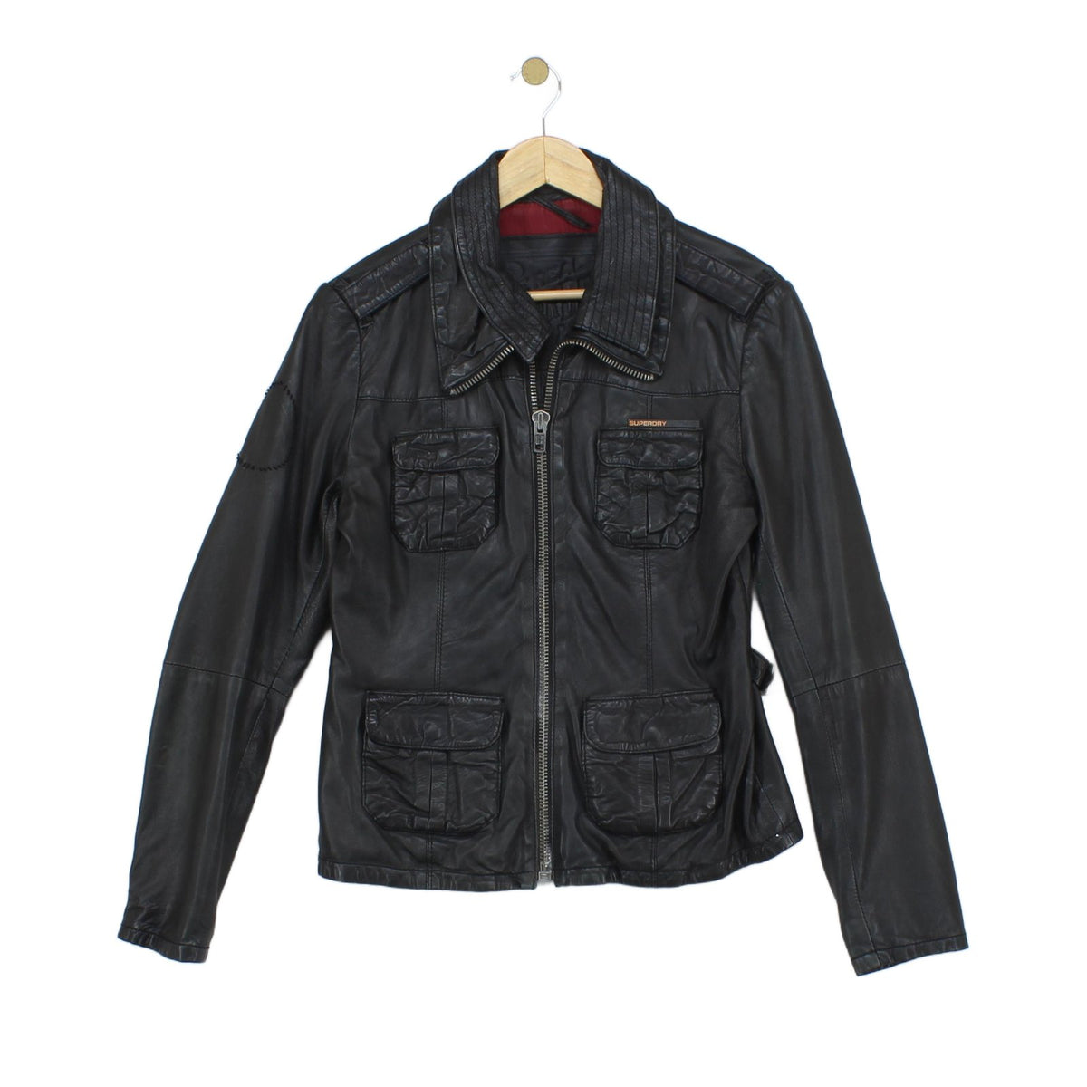 Womens Leather Motorcycle Jacket Full Zip