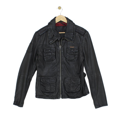 Womens Leather Motorcycle Jacket Full Zip