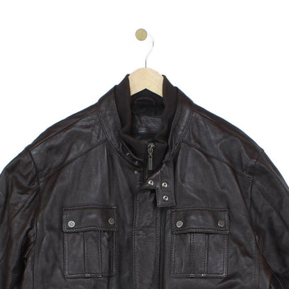 Mens Leather Jacket Full Zip Utility