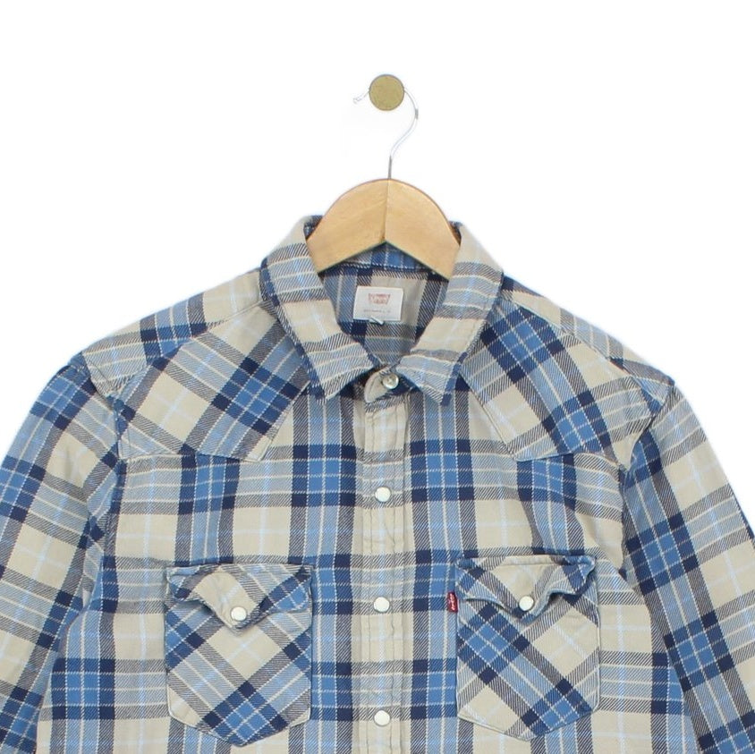 Mens Plaid Shirt Snap Button Up