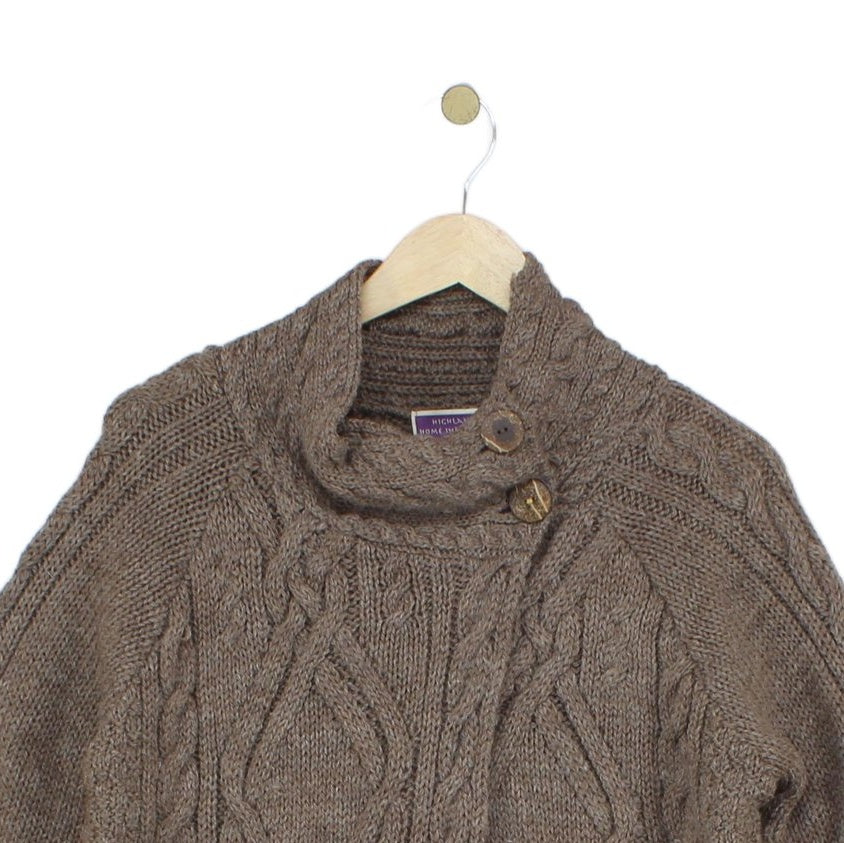 Womens Cable Knit Cardigan Button Collar