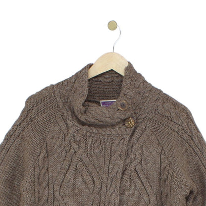 Womens Cable Knit Cardigan Button Collar