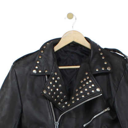 Mens Leather Biker Jacket Studded