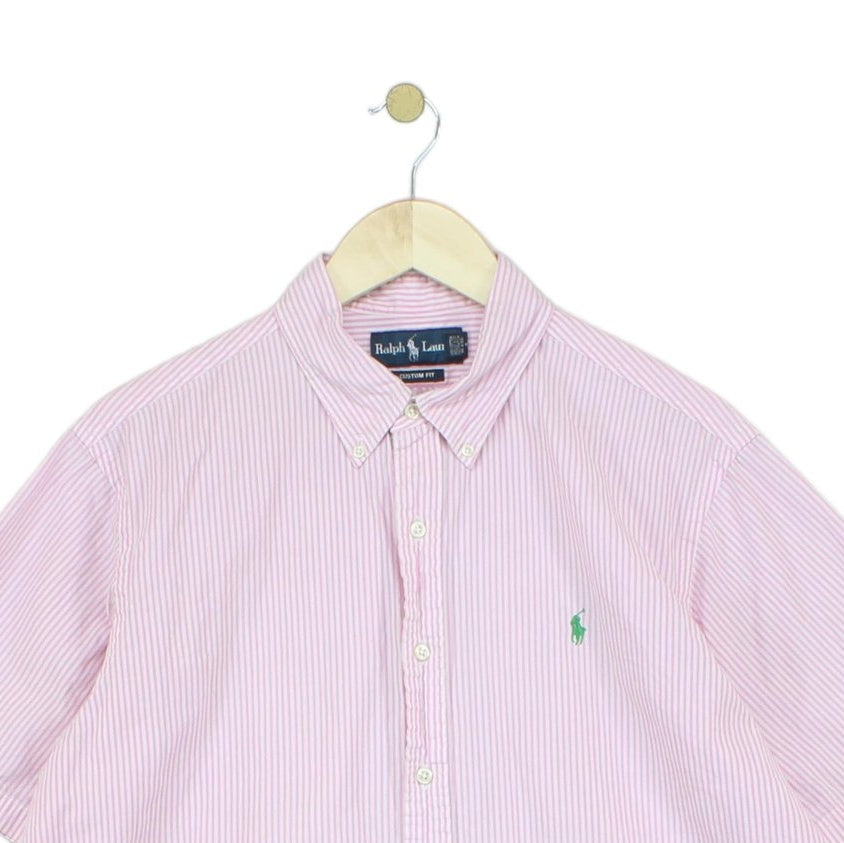 Mens Striped Shirt Short Sleeve Custom Fit