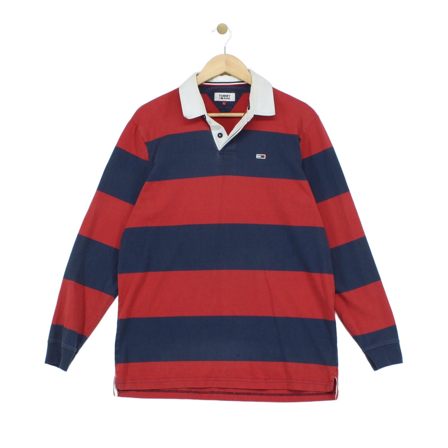 Mens Striped Rugby Shirt Long Sleeve Collar