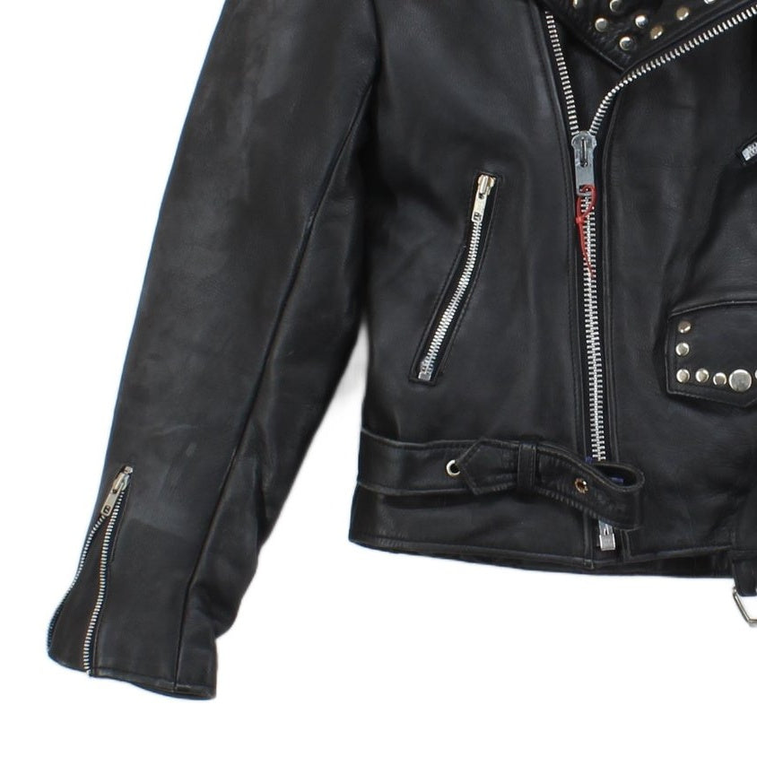 Mens Leather Biker Jacket Studded