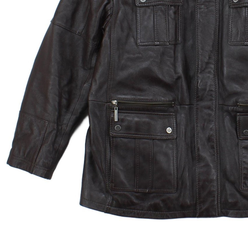 Mens Leather Jacket Full Zip Utility