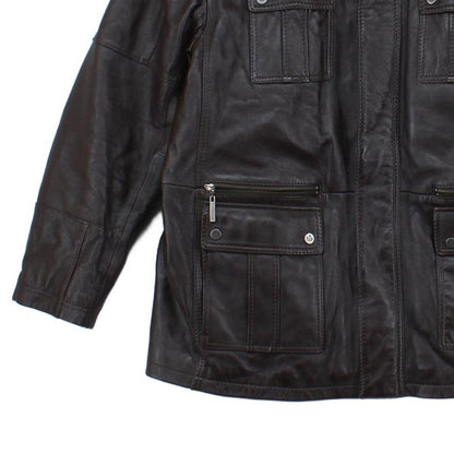 Mens Leather Jacket Full Zip Utility