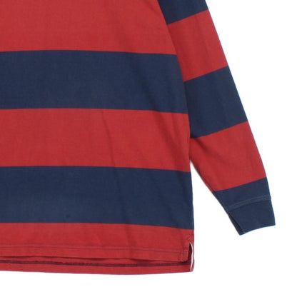 Mens Striped Rugby Shirt Long Sleeve Collar