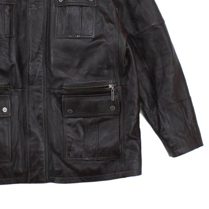 Mens Leather Jacket Full Zip Utility