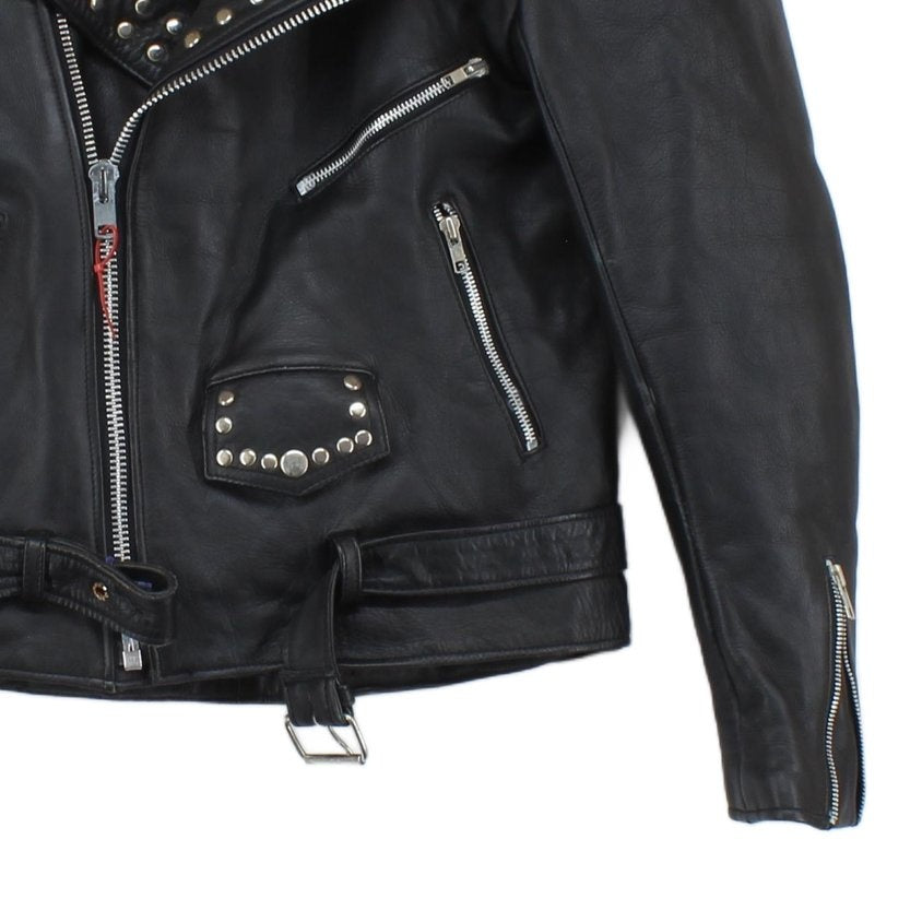 Mens Leather Biker Jacket Studded