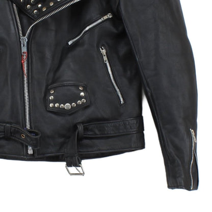 Mens Leather Biker Jacket Studded