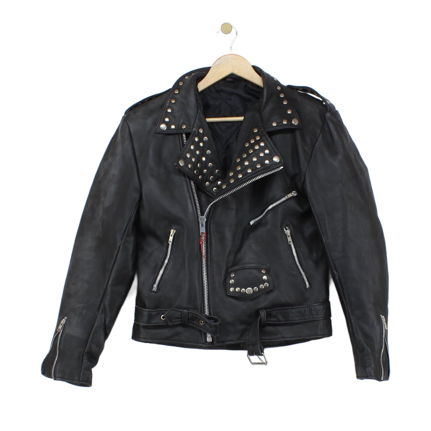 Mens Leather Biker Jacket Studded