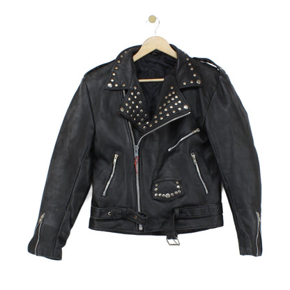 Mens Leather Biker Jacket Studded