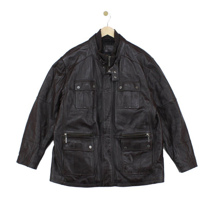 Mens Leather Jacket Full Zip Utility