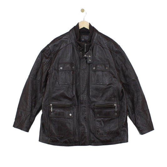Mens Leather Jacket Full Zip Utility