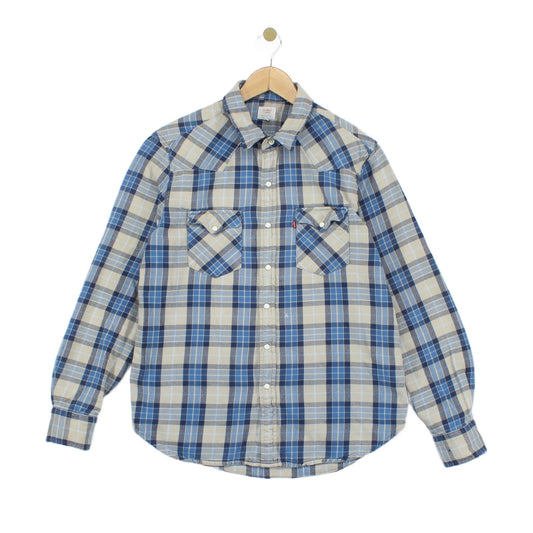 Mens Plaid Shirt Snap Button Up