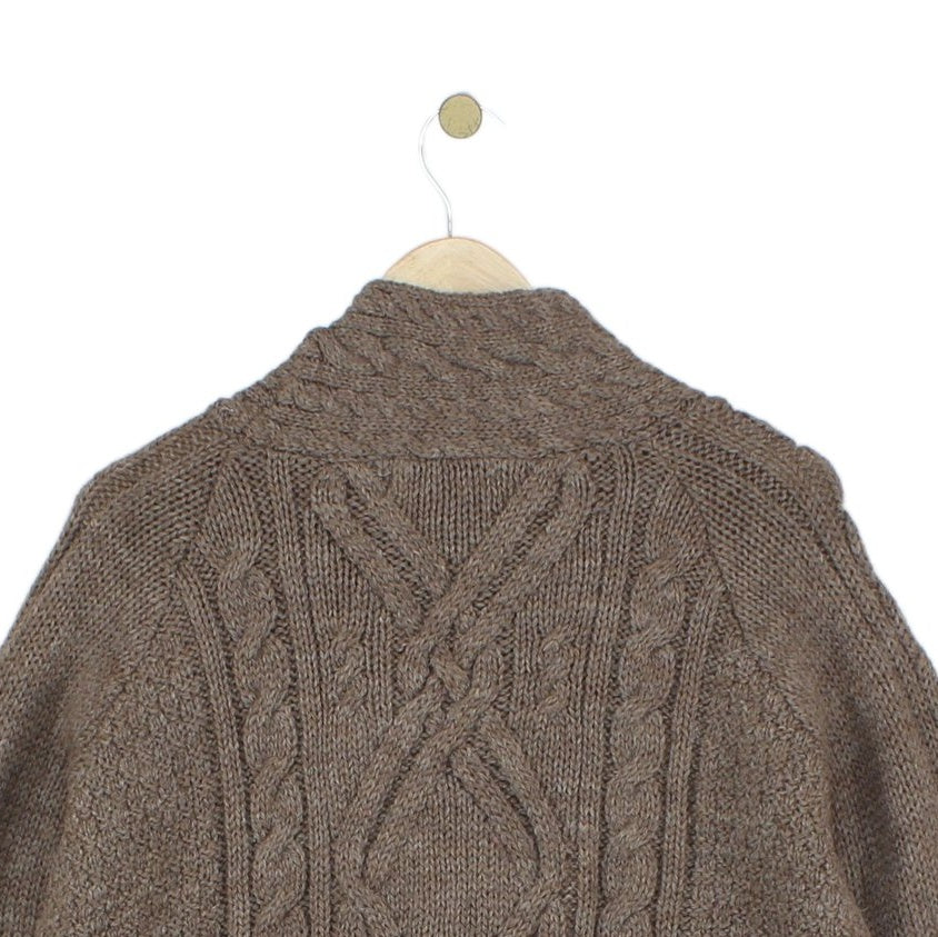 Womens Cable Knit Cardigan Button Collar