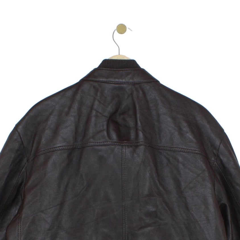 Mens Leather Jacket Full Zip Utility
