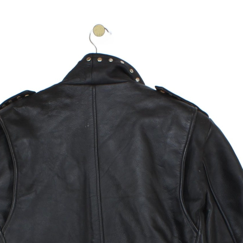 Mens Leather Biker Jacket Studded