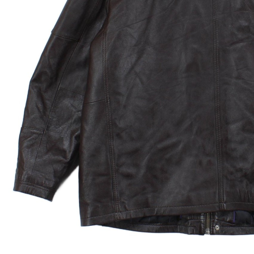 Mens Leather Jacket Full Zip Utility