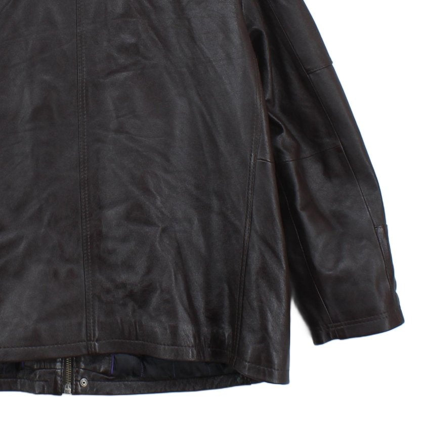 Mens Leather Jacket Full Zip Utility