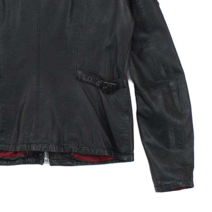 Womens Leather Motorcycle Jacket Full Zip