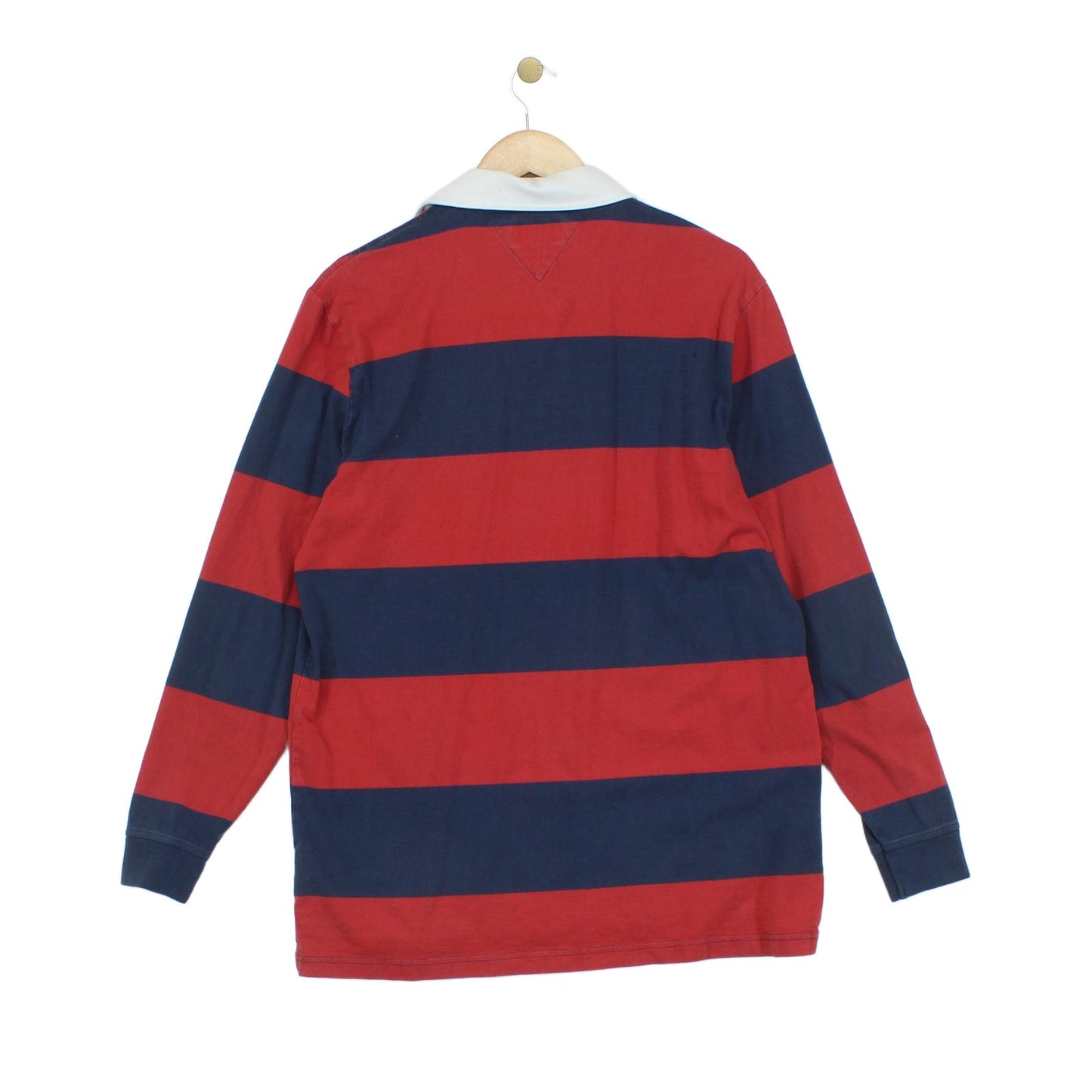 Mens Striped Rugby Shirt Long Sleeve Collar
