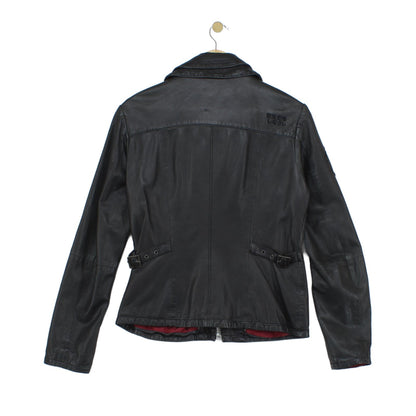 Womens Leather Motorcycle Jacket Full Zip