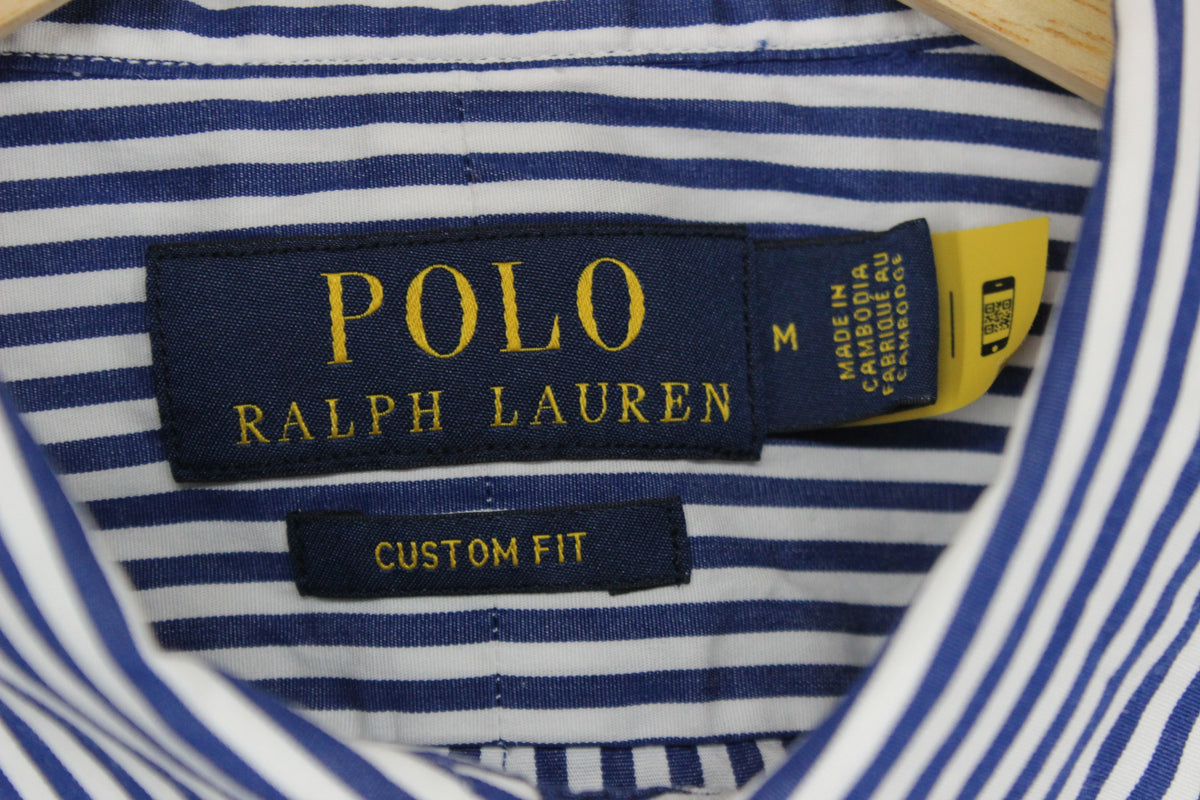 Mens Striped Shirt Custom Fit Button Down Long Sleeve
