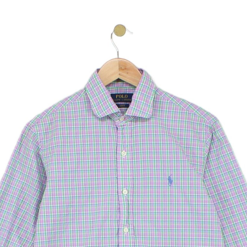 Mens Plaid Shirt Slim Fit Button Up