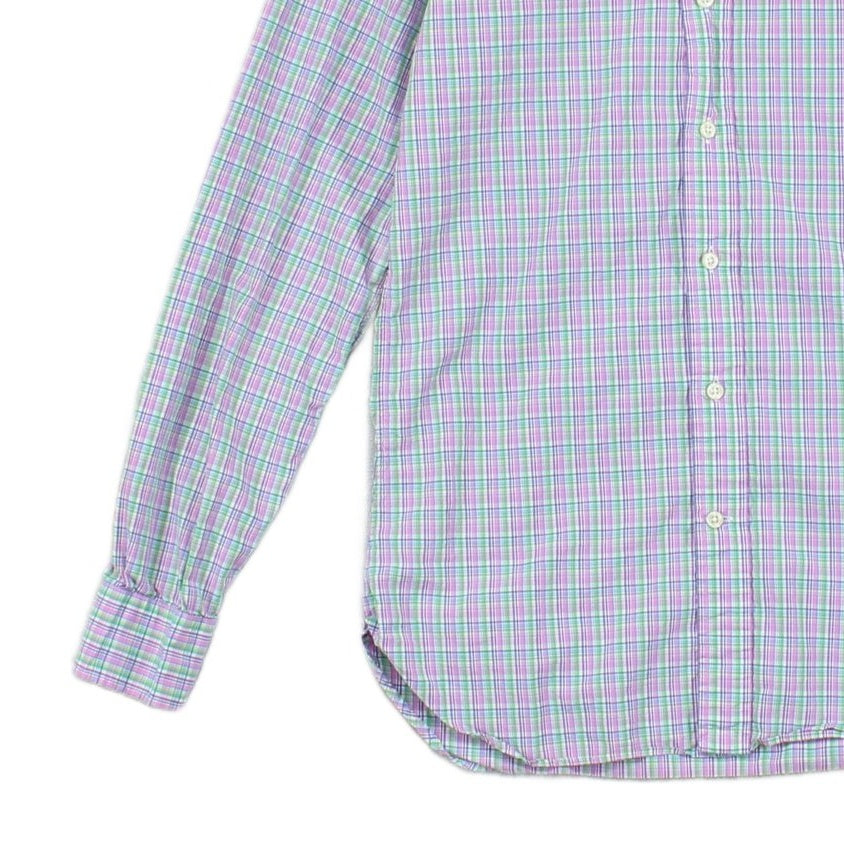 Mens Plaid Shirt Slim Fit Button Up