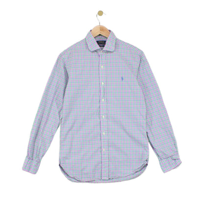 Mens Plaid Shirt Slim Fit Button Up