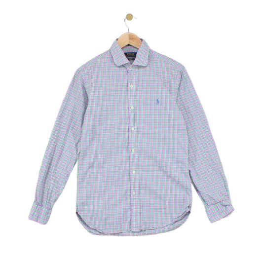 Mens Plaid Shirt Slim Fit Button Up