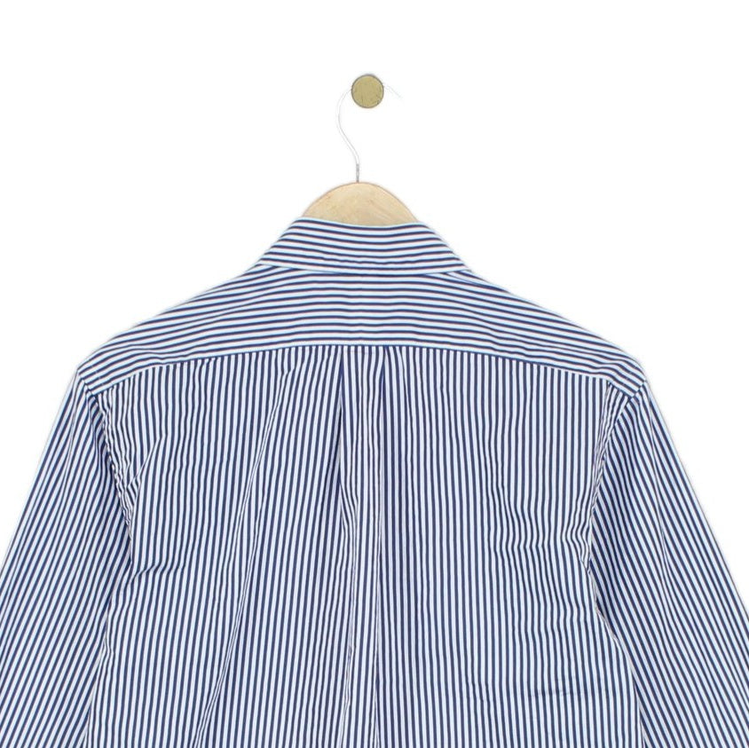 Mens Striped Shirt Custom Fit Button Down Long Sleeve