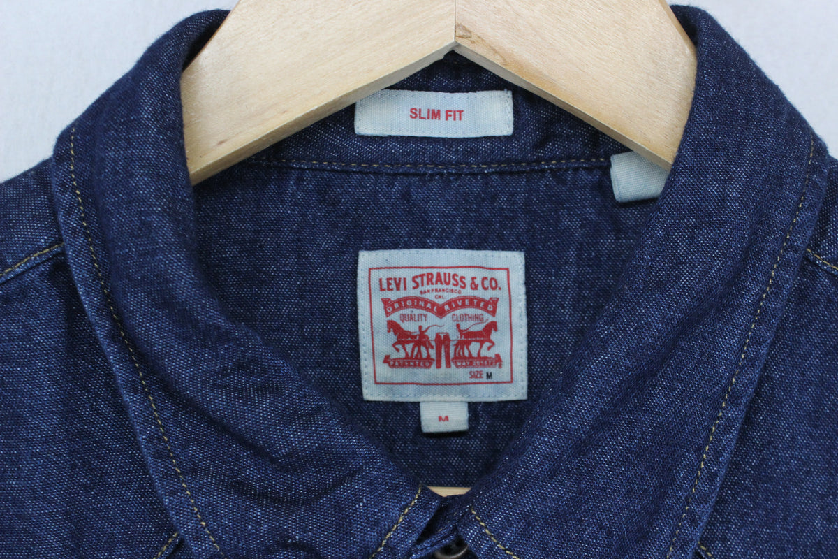 Womens Denim Shirt Slim Fit Button Up Long Sleeve