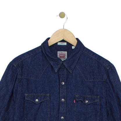 Womens Denim Shirt Slim Fit Button Up Long Sleeve