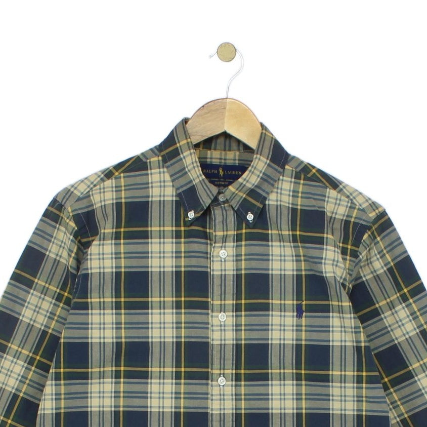Mens Plaid Shirt Custom Fit Long Sleeve