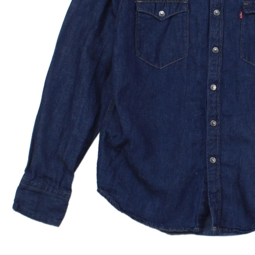 Womens Denim Shirt Slim Fit Button Up Long Sleeve
