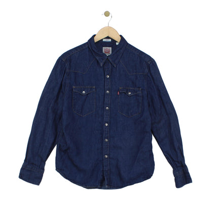 Womens Denim Shirt Slim Fit Button Up Long Sleeve