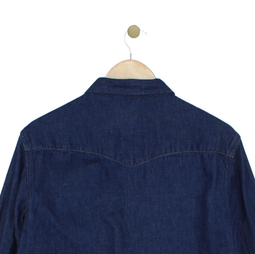 Womens Denim Shirt Slim Fit Button Up Long Sleeve